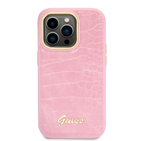 Guess Guhcp14Lhgcrhp Iphone 14 Pro 6,1 Różowy/Pink Hardcase Croco Collection