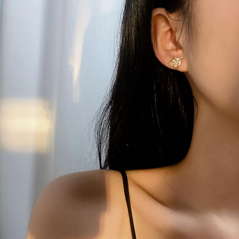 Fallen Leaves Know Autumn, Leaf Stud Earrings Exquisite and Small Earrings Korean Version Temperament Student Small Earrings Niche Accessories