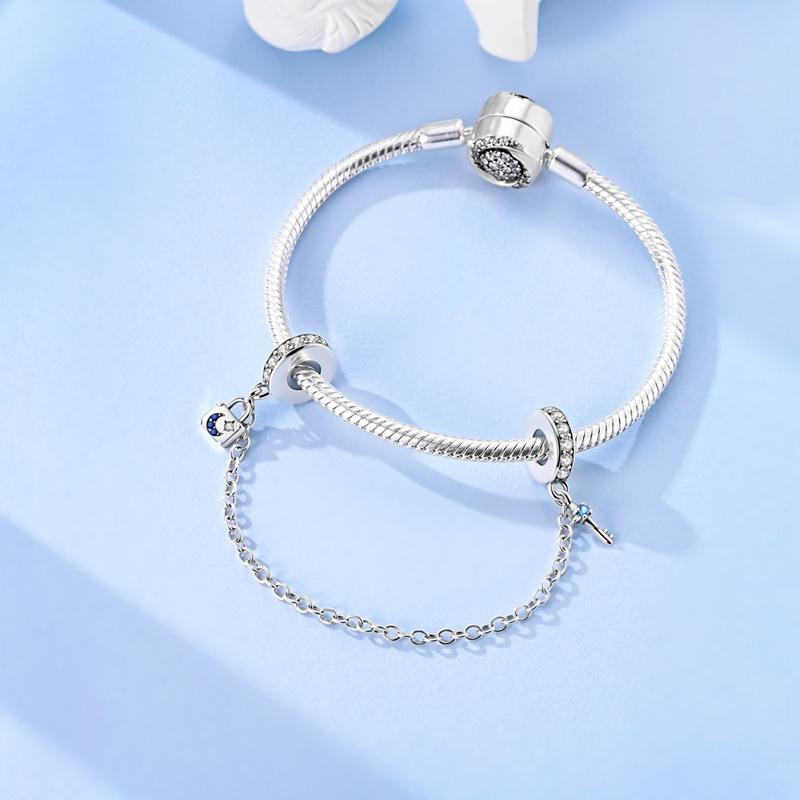 925 Silver Travel Bee Safety Chain Pendant Charms Fit Original 925 Bracelet Necklace For Women DIY Gift Jewellery