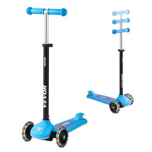 VEVOR Kick Scooter for Kids Ages 3+, 3-Wheel Toddler Scooter with Light-Up Wheels, Adjustable Height Handlebar, Wide Anti-Slip Deck
