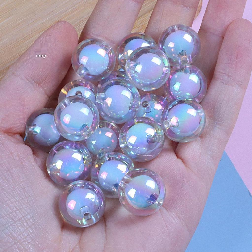 AB Color Two-Tone Transparent Round Beads for DIY Jewelry Making