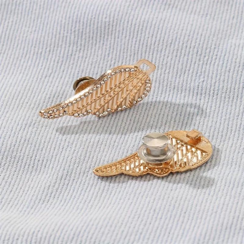 1 Set Rhinestone Wings Buckle Pant Waist Tightener Detachable Waist Buttons Pins Belts Accessories Pants Clips No Sewing