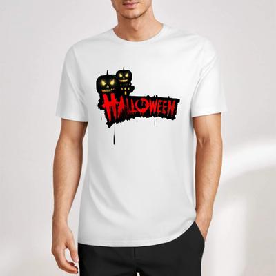 Halloween Pumpkin Skull Design Fun Fashion Cotton T-shirt Festive Atmosphere High Street Style Festive Dress Up Loose Casual Top