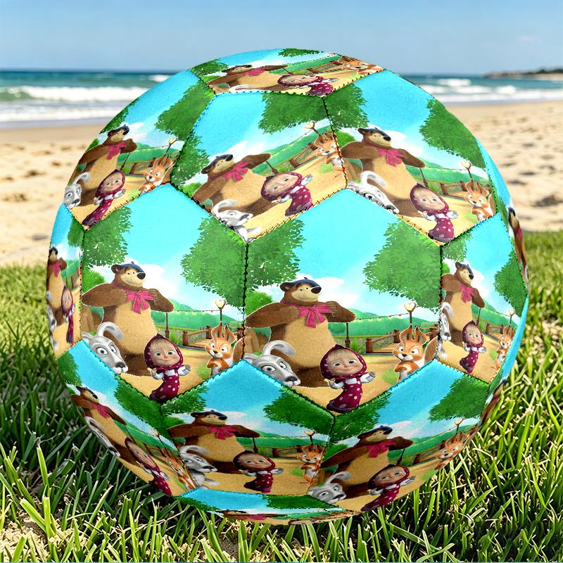 Pallone da Calcio Masha e Orso Stampa Taglia 5, Pallone da Calcio in PU Resistente all'Usura per Partite, Allenamenti e Pratica Quotidiana, Regalo di Compleanno per Appassionati di Calcio