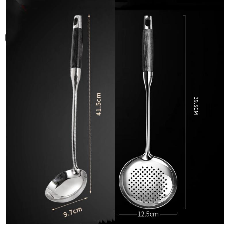 Ebony & Stainless Steel Kitchen Utensil Set with Spatula and Ladle