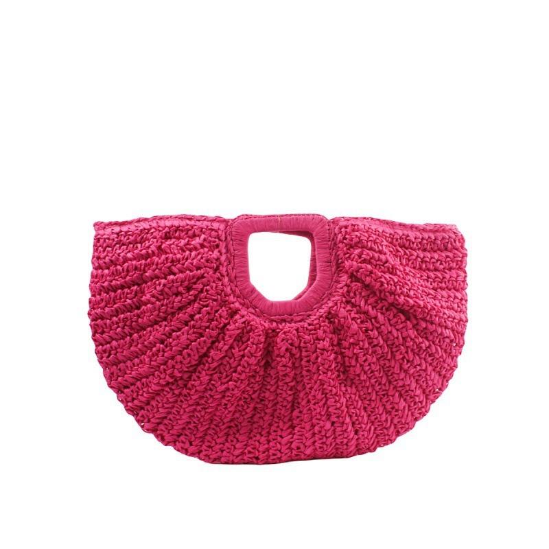 Multi-color hand carry straw bag large capacity versatile handwoven bag seaside vacation beach handbag