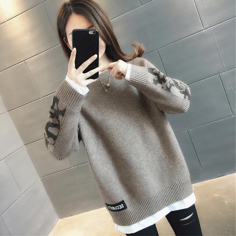 Trendy Autumn & Winter 2024 Faux Two-Piece Women's Sweater - Cozy, Thick, and Stylish Layering Essential