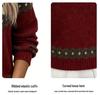 Women's Christmas Jacquard Round Neck Sweater - Casual, Loose, Slimming Knitwear for Autumn and Winter
