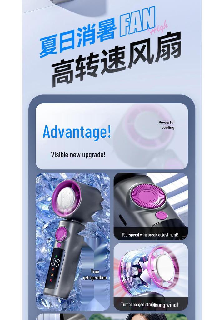 Portable Silent Cooling Mini USB Rechargeable Handheld Fan with Ice Pack