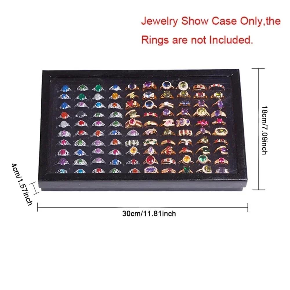 Fashion Simple 100 Slots Rings Display Stand Storage Ring Box Jewelry Organizer Holder Show Case Casket Containers Accessories