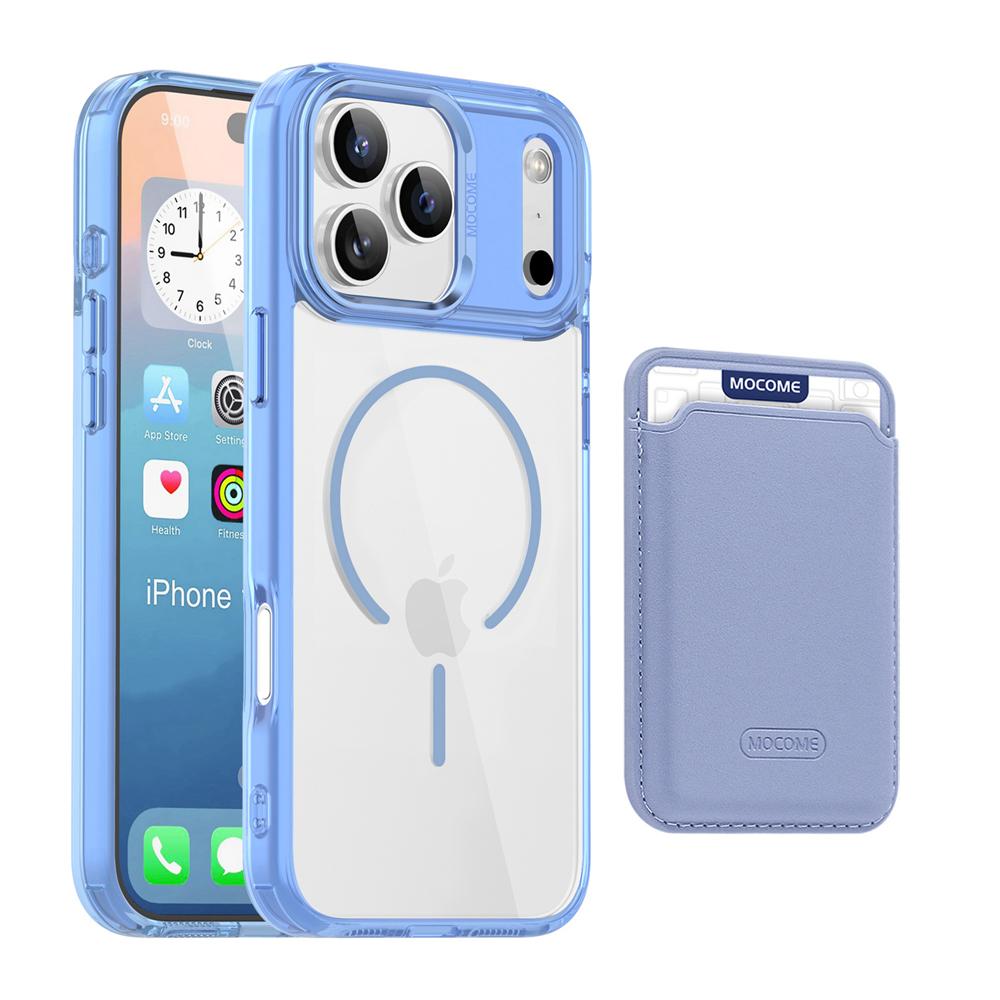 KEYSION Magnetic PU Card Holder Bag Phone Case for MagSafe for iPhone 17 Pro Max 17 Air Transparent TPU+PC Shockproof Back Cover