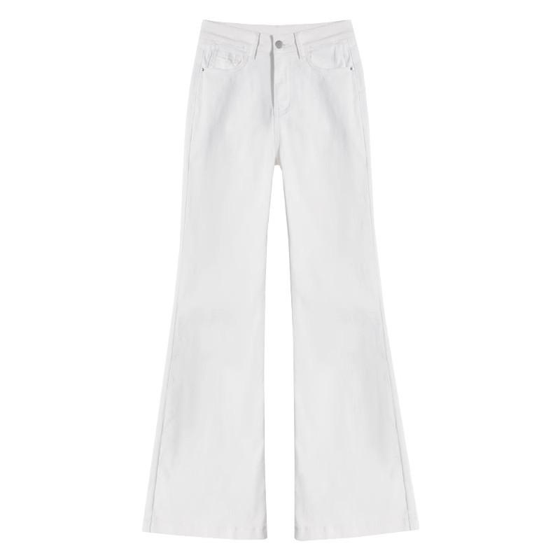 High-Waisted White Micro-Flare Jeans for Women - 2025 Autumn/Winter Collection: Slimming, Casual, Versatile, Floor-Length.