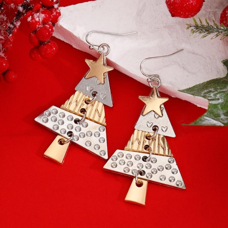Sophisticated Christmas Pattern Earrings Sturdy Alloy Construction with Elegant Designs Accessory for Sensitive Ears