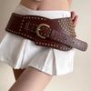 Rivet Studded Belt for Jeans Pants PU Leather Wide Cincher Belt for Shorts Skirt 2000s Girl Clothing Unisex Waist Decors