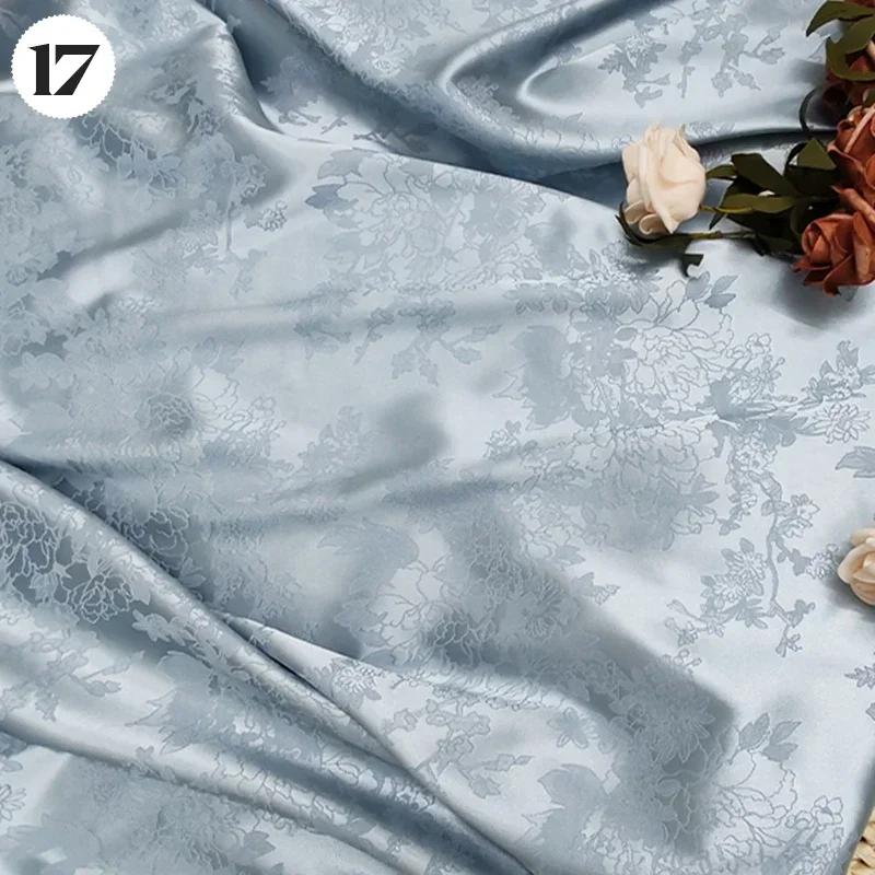 Vintage Kyselina octová Saténová látka Měkký vzor květinových větví Žakárová látka na Oblečení Šaty Sukni Cheongsam DIY Šití Textil