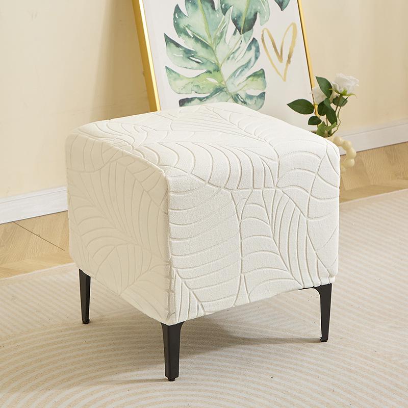 Copri Pouf Jacquard Foglia - Poggiapiedi Divano Casa e Hotel Contenitore Protezione Polvere