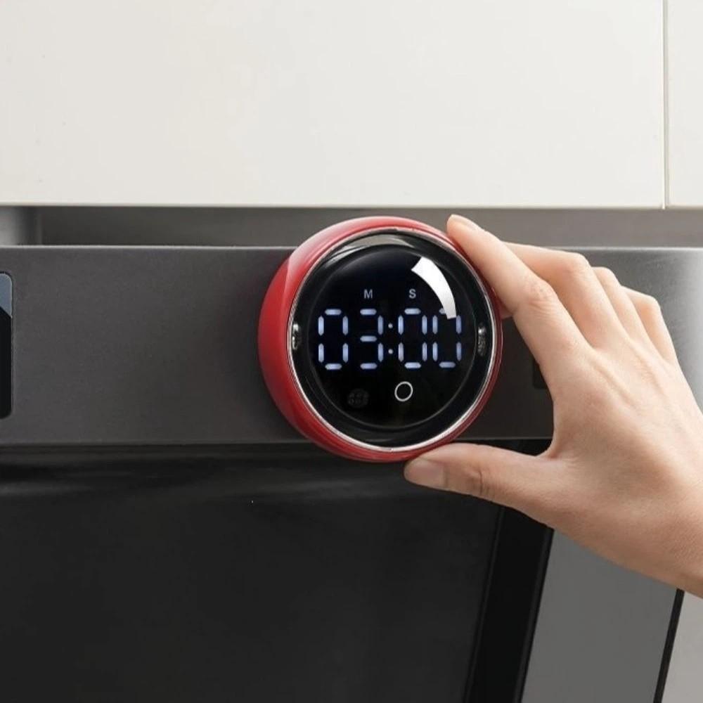 Counter Voice Controlled Magnetic Kitchen Timer Round Standing Digital Timer LED Display Cooking Timer Rotary Timer Kitchen Use