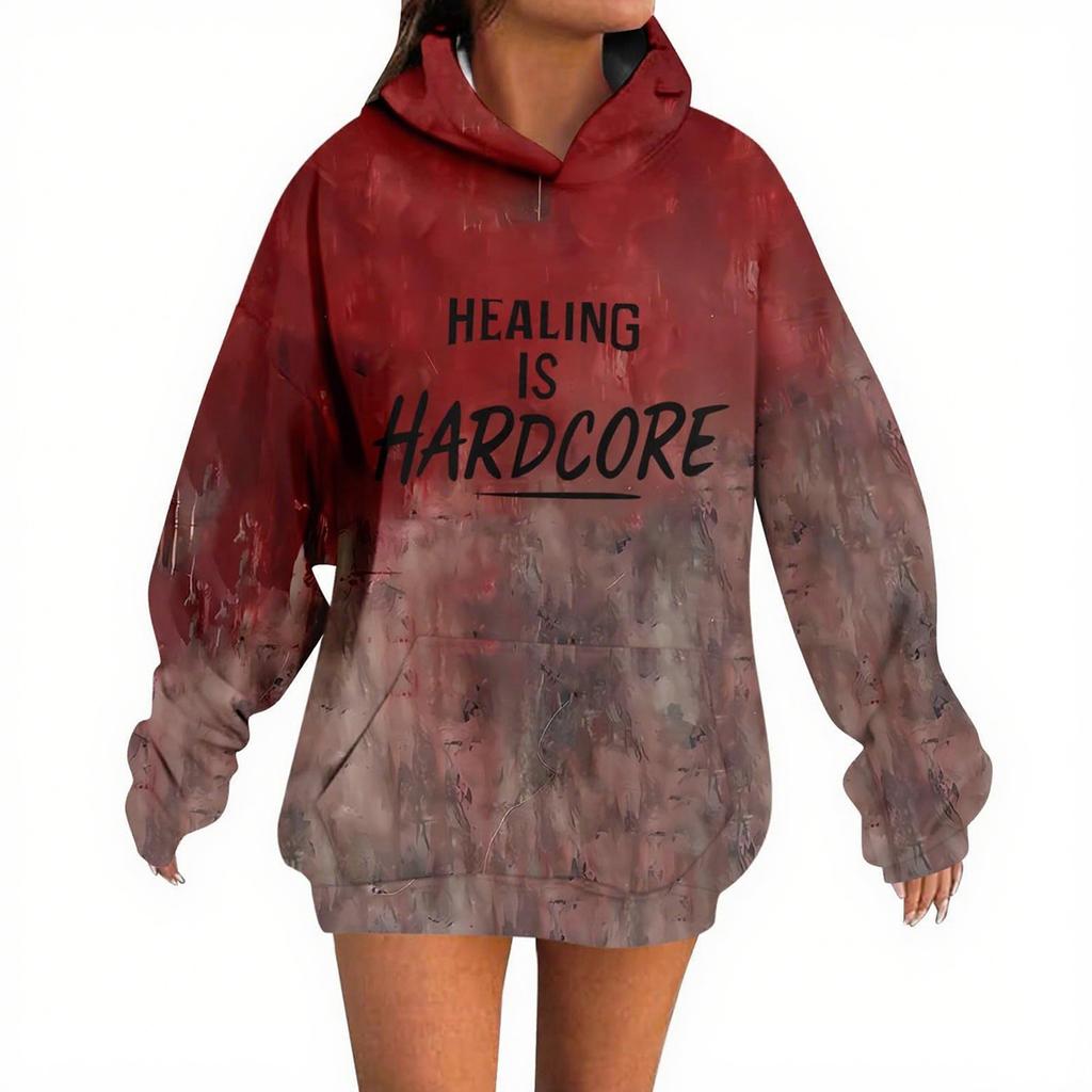 Sudaderas con capucha divertidas de Halloween para mujer de manga larga con estampado de letras disfraz aterrador novedoso otoño sudadera con capucha oversize moderna