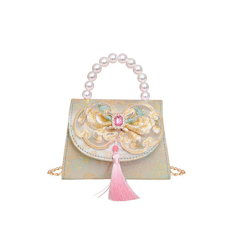 Style Chinese Embroidery Kids Trendy Bag Pu Material Fun Pattern Outings Summer