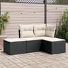 Vidaxl 4-Cz. Set da Salotto per Giardino, Cuscini, Rattan Nero PE
