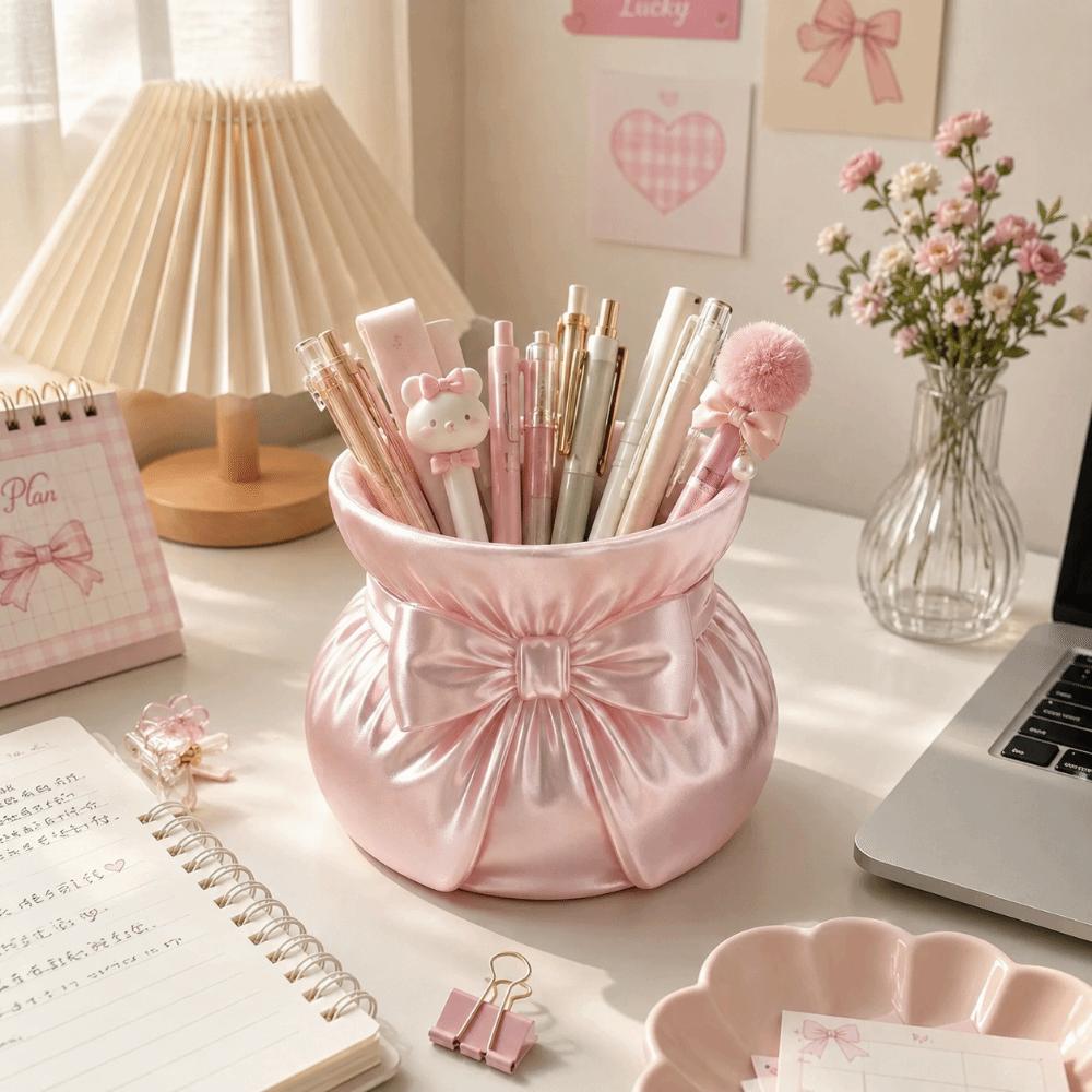 3D Printed Storage Box Creative Makeup Brush Storage Case Container Bow Pen Holder Home Decoration