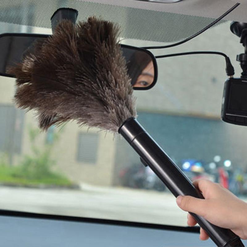Feathers Duster Anti-static Ostrich Natural Feathers Brush Duster Portable Retractable Feathers Duster for Home Car Office Hotel