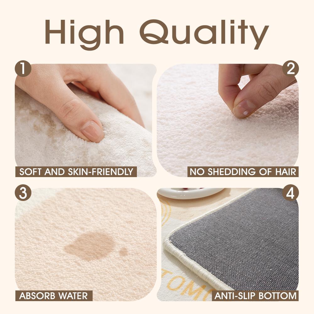 Cream Style Bath Mat Faux Cashmere Soft Bathroom Rug Creamy Aesthetic Pattern Shower Floor Carpet Non-Slip Absorbent Toilet Mat