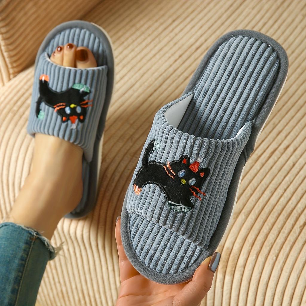Modische Niedliche Kätzchen Slipper Rutschfest Bequem für Zuhause und Schlafzimmer Hausschuhe Verspieltes Katzen-Design Weiche Stoffhausschuhe Niedliche Hausschuhe
