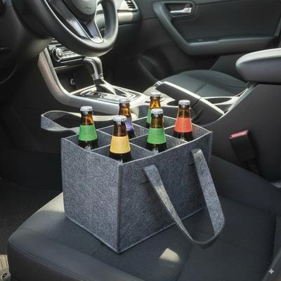 6 Flaschen Filz Bier Getränkehalter Tasche Schutzkorb zur Bieraufbewahrung Waschbar mit Tragegriff Auto Bierflaschenhalter