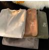 American Retro Men's Oversized Suede Short Sleeve T-Shirt - Trendy Summer Fashion, Small Collar, 5-Point Sleeve, 220g Heavyweight.