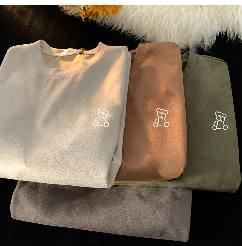 American Retro Men's Oversized Suede Short Sleeve T-Shirt - Trendy Summer Fashion, Small Collar, 5-Point Sleeve, 220g Heavyweight.