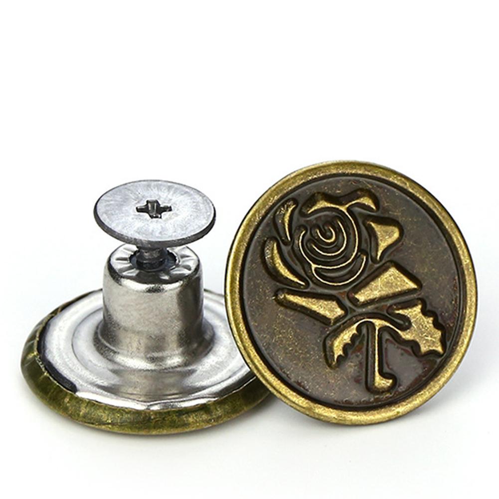 10PCS Metal Jeans Buttons 17mm Replacement No-Sew Screw Button With Screwdriver Detachable And Reusable Repair Kit