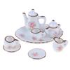 8Pcs 1/12 Dollhouse Miniature Dining Ware Porcelain Tea Set Dish Cups