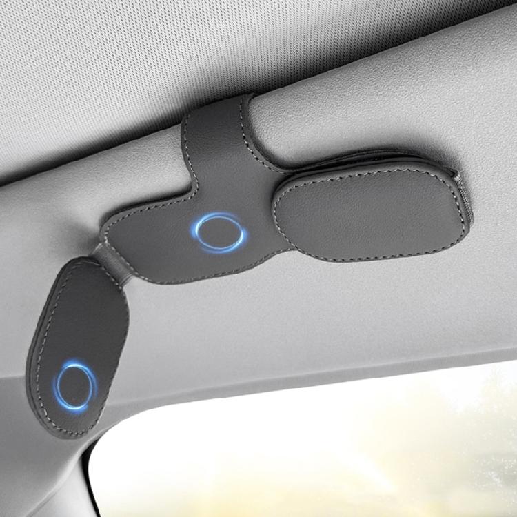 Multifunction Leather Sunglasses Card Holder Car Sun Visor Glasses Mount Hanger