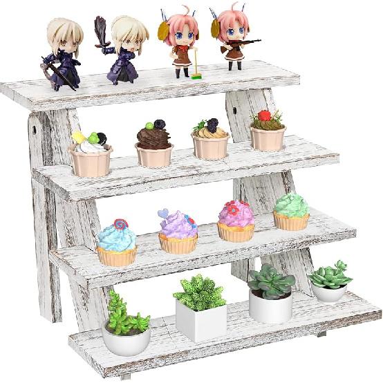 Деревянная подставка для кексов - 4-уровневая подставка для демонстрации кексов, Деревенская многоуровневая подставка, Подставка для кексов без инструментов для украшения детского праздника