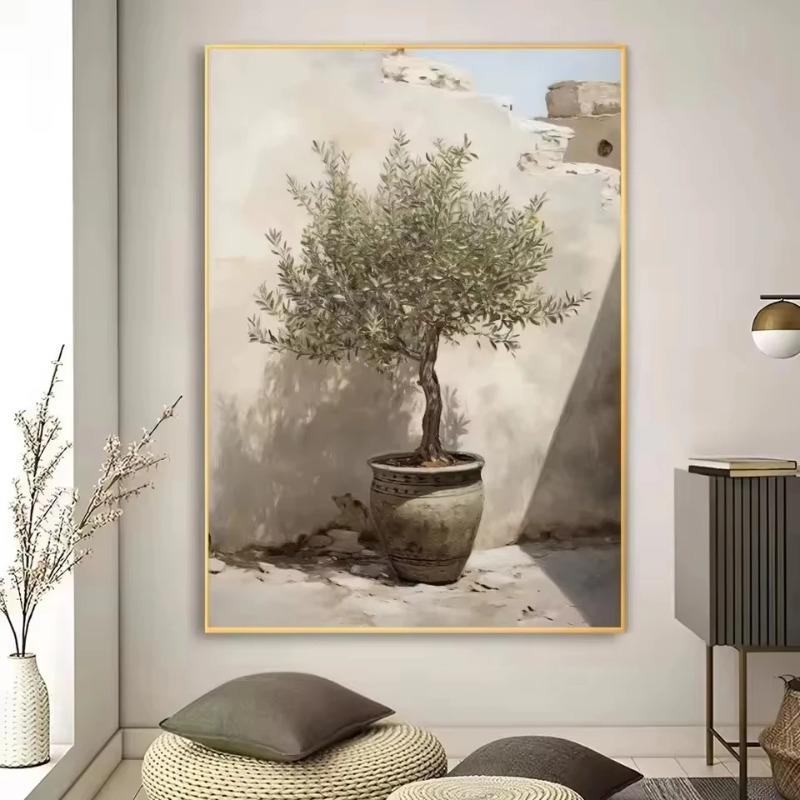 Flores Abstractas Modernas Plantas en Maceta Póster sin Marco Jarrón Vintage Pintura sobre Lienzo Decoración de Pared Decoración Bohemia para Habitación del Hogar