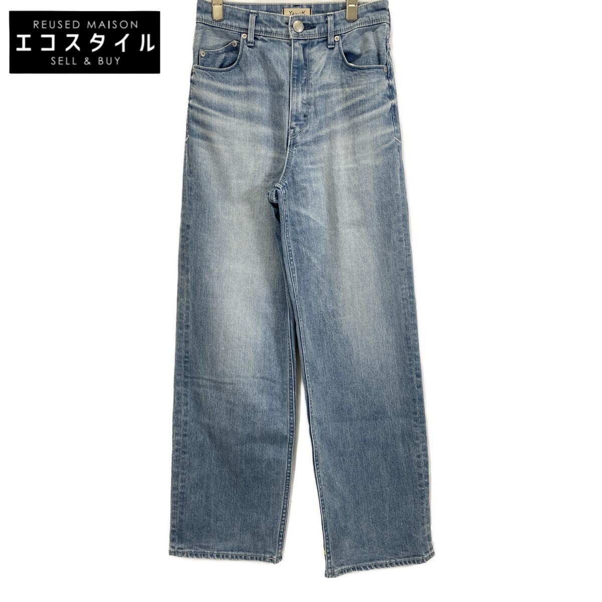 

YANUK 57151071 Синие широкие прямые джинсы низы 24 синийПоношенный