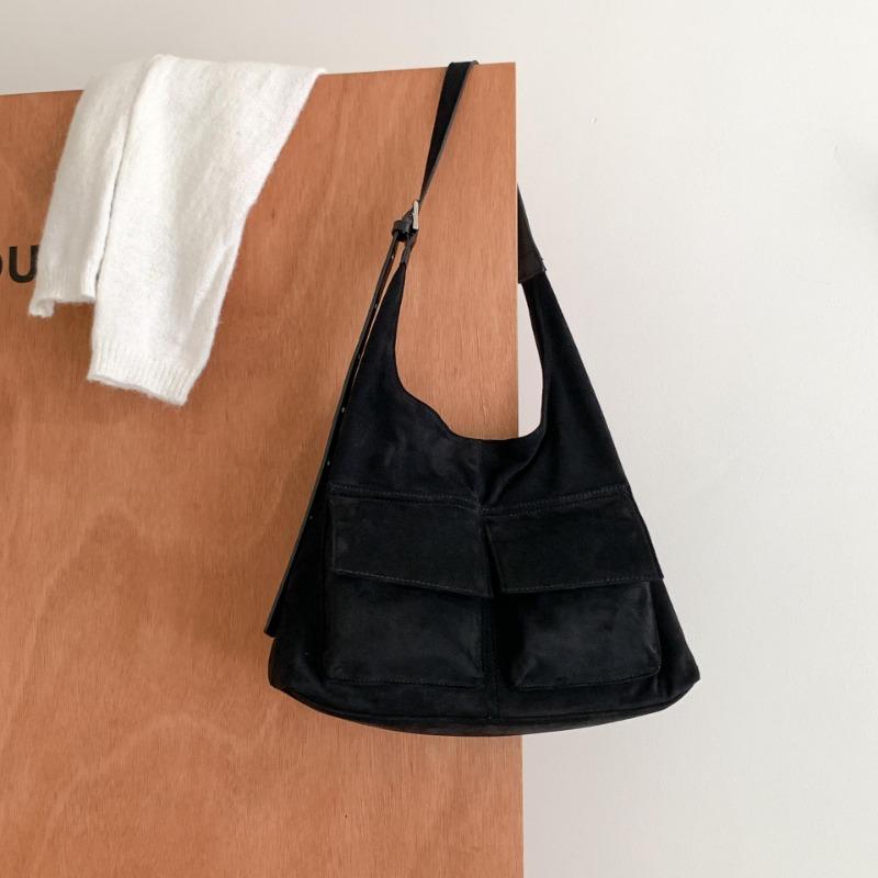 

Новая замшевая сумка ретро мода женская сумка через плечо большой вместимости осенне-зимняя замшевая сумка-тоут для работы женская чёрный