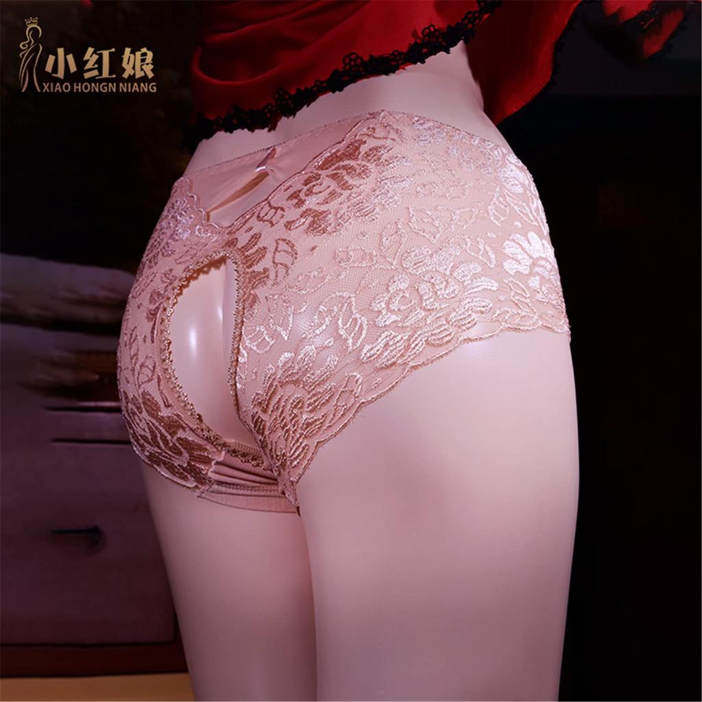 Sexy Lace Front and Rear Fully Showing Open Floral Print Erotic Lace Panties [IntooMe] Women's Pants, Holes, Underwear, Pussy, Crotch, Shorts,