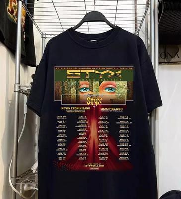 T-shirt unisexe à manches courtes Styx Band Tour 2025 Cadeau pour Fan Tailles S à 2XL