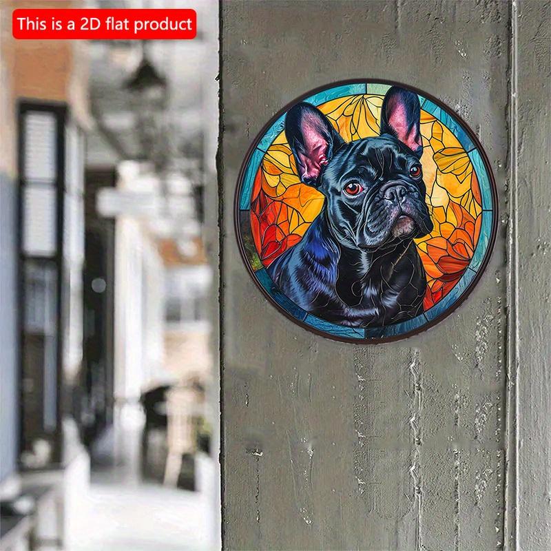 

2d Flat 20*20cm, Dog Round Wooden Sign, Animal French Bulldog Wreath Sign, Round Wreath Sign, for Home, Kitchen, Garden, Bedroom, Bar Decoration. 20x20cm