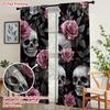 2PCS Digital Printed Curtains with Gothic Roses Design, Stylish Window Drapes for Living Room Bedroom Home Decoration and Kitche