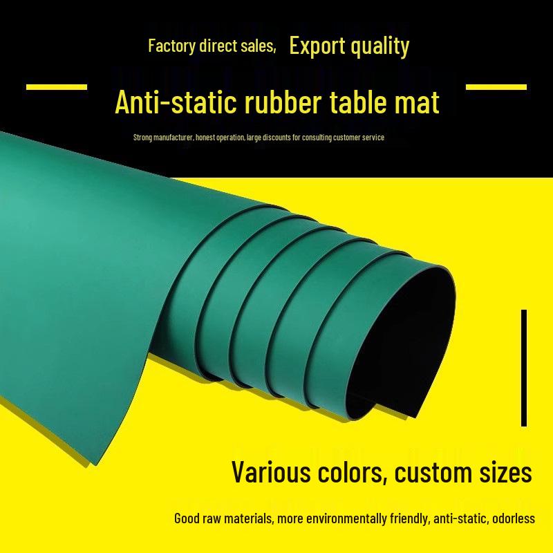 Green Anti-Static Leather Work Mat - Rubber Table & Floor Protector