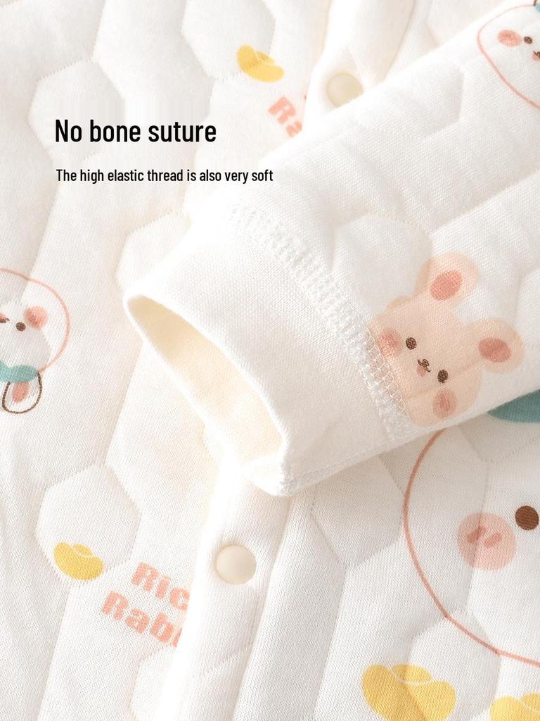 Quilted Baby Romper - Warm Air Cotton Winter Onesie for Newborns