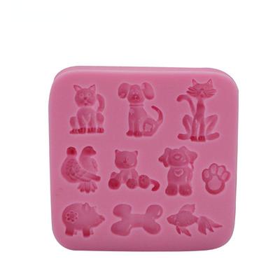 Silicone Mold Cartoon Animals Cats Dogs Bone Shaped Fondant Cake Pastry Chocolate Mould Baking Tools