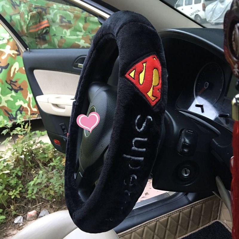 

Car Steering Wheel Cover Electric Vehicle Small Size 36cm Handlebar Cover Cartoon Embroidery Black