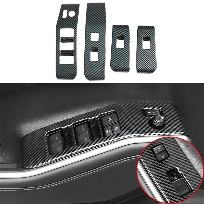 A03E-Car Window Switch Panel Cover Trim For Toyota Highlander -2024 LHD N Version Accessories Carbon Fiber