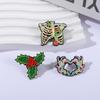 Halloween Rib Cage Enamel Pins Floral Skeleton Hand Hand Heart Gesture Brooches Lapel Badge Christmas Jewelry Gifts for Friends