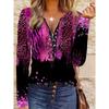 Women's Round Neck Zipper Long Sleeves, Pink and Purple Leopard Print Zebra Print Half Zipper Long Sleeves