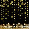 Gold 35th Birthday Decorations Number 35 Circle Dot Twinkle Star Garland Metallic Hanging Streamer Bunting Banner Backdrop for Womens Thirty Five